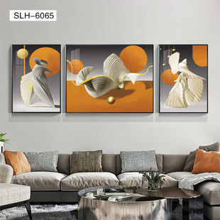 Modern Living Room Decorative Painting Sofa Background Wall Hanging Painting High-grade Atmospheric Mural Crystal Porcelain Diamond Three-dimensional Triptych