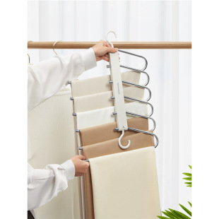 Folding Trouser Rack Multi-Functional Multi-Layer Trouser Hanger Household Magic Trouser Clip Wardrobe Built-In Storage Artifact Trouser Hanger
