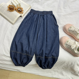 Children's jeans summer boys stitching corset pants girls loose thin bloomers baby simple pants wholesale