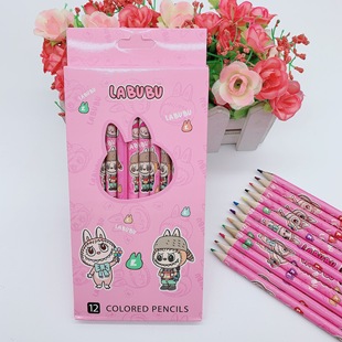 2612 new cartoon 12 color pencil kurumi big ear dog kt children's drawing pen color wooden pencil batch