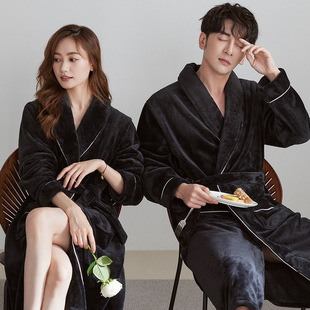 Couple Pajamas Winter Coral Fleece Winter Big Red Home Clothes Flannel Autumn and Winter Newlywed One Man One Woman Nightgown