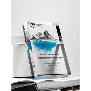Trophy Customized New Creative Stitching Crystal Medal Customized Rock Mountain Modeling Company Event Commemorative Gift