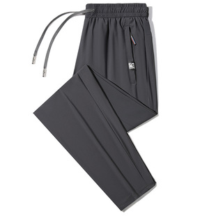 Summer Ice Silk Quick-drying Casual Pants Men's Thin Breathable Straight Leg Trousers Stretch plus size Outdoor Sports Pants