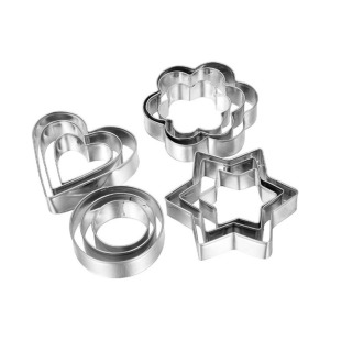 12P Biscuit Mold Stainless Steel Round Biscuit Cutting Heart-Shaped Small Star Biscuit Mold Mini Flower Mold