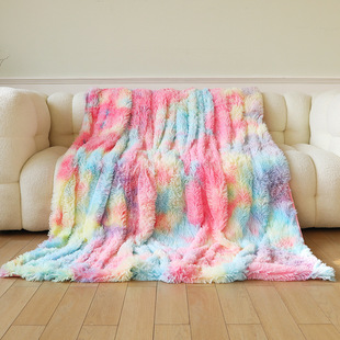 Internet Popular Photo Props Small Rainbow Blanket Nordic Style Office Lazy Nap Blanket Tie Dye Sofa Blanket Velvet Blanket