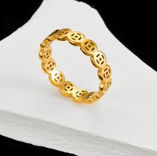 Qian Duoduo Plain Ring Copper Ring Advanced Sense Light Luxury Women and Men Plain Ring Gold Ring Niche Couple Ring
