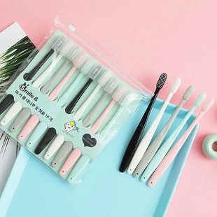 Shake sound explosion Korean macaron ice cream 10 Pack toothbrush adult soft hair sheath travel manufacturers wholesale