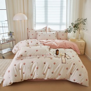New Cotton Platinum Cotton Digital Printing Bed Four-Piece Set Pure Cotton Bed Sheets Quilt Cover Bedding Nantong Home Textiles