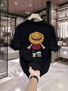 Summer Cotton Short-sleeved T-shirt Men's and Women's Casual Joker Loose Round Neck Half-sleeved Top plus size Base Shirt
