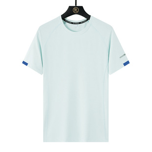 Ice Silk Short-sleeved T-shirt Men's Summer Fertilizer Plus Size Sports Running Fitness Cool Breathable Quick-drying Top