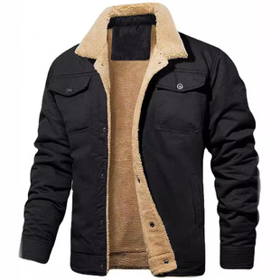 2023 cross-border autumn and winter new men's jacket fleece-lined cotton frock casual jacket men coat factory