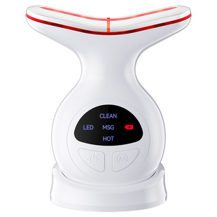 Cross-border seven-color neck beauty instrument hot compress to remove French lines neck vibration beauty instrument V face introduction instrument cleaning and tenderizing instrument