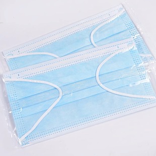 Disposable Three-Layer Blue Non-Woven Mask Independently Widened Ear Straps Melt-Blown Cloth Dust-Proof Adult Mask for Men and Women