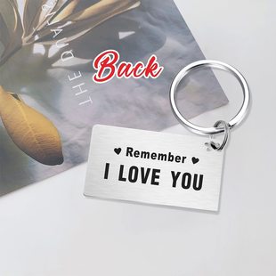 Father and son daughter the rectangular key chain sent to father across the border.