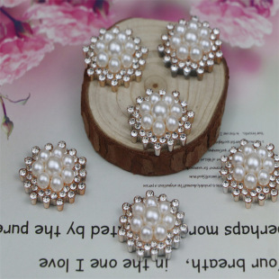 2cm Round Pearl Resin Accessories Diamond Korean Style Headwear Accessories Handmade Children Hair Accessories DIY Shoes Flower Material
