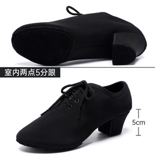 Latin dance teacher women's high heel ballroom dance outdoor summer sailor Oxford cloth soft soled modern square dance shoes