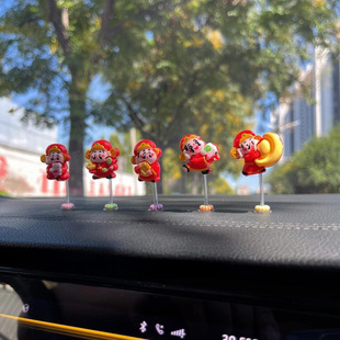 Moe Fun Shook His Head Cute Little God of Wealth Ornaments Car Interior Decoration Car Instrument Panel Decoration Navigation Screen