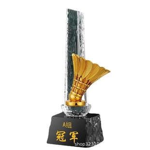 Badminton Trophy Competition Making Sports Meeting Team Singles Doubles Champion Crystal Metal Medal Creative Prizes