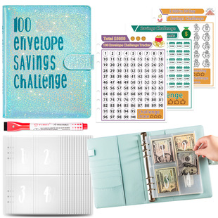 A5 loose-leaf notebook with password lock 100-day saving challenge loose-leaf saving budget savings notebook