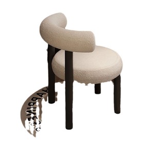 Internet Red Stool Makeup Chair Dresser Girl's Bedroom Sense Designer Lamb Velvet Chubby Cream Style Dining Chair