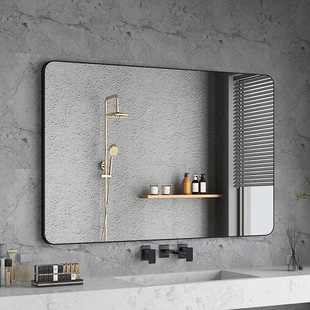 Bathroom Mirror Wall Self-adhesive Home Decoration Light Luxury Bathroom Comb Makeup Mirror Washstand Toilet Wall Hanging Punch-free