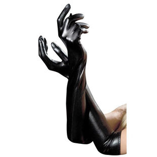 Women's Leather Gloves Long Autumn and Winter Warm fleece-lined Long Elbow Gloves Thickened Extra Long Gloves Black Touch Screen