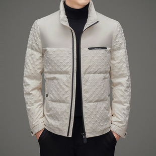 Down Jacket Men's 2024 Winter New Young and Middle-aged Warm Collar Top Casual Jacket Coat Men