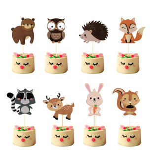8 Pack Jungle Animal Theme Party Decor Cake Card Kids Birthday Party Cupcake Card Card