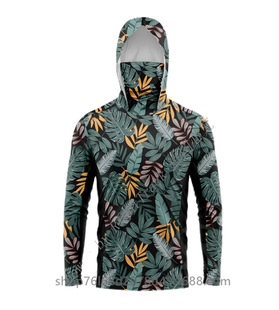 Cross-border Ice Silk Long-sleeved Fishing Clothing Sun Protection Clothing Quick-drying Breathable Hoodie Face Towel One-piece T-shirt Camouflage Clothing
