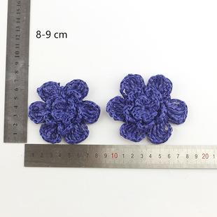 8cm Three-Layer Colorful Stereo Hand-Crocheted Flowers Imitation Raffia Pp Grass Hand-Crocheted Flowers Clothing Shoes Hair Accessories Bags DIY