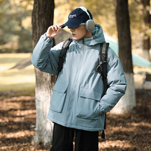 Men's cotton-padded jacket 2024 winter new fashion ins cotton-padded jacket hooded jacket thickened plus size for lovers coat