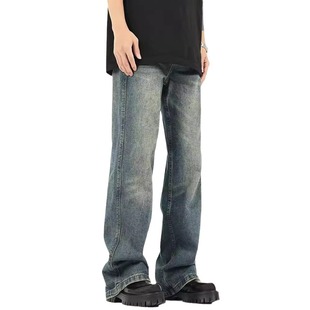 Vintage Old Jeans Men's Ins Trendy Brand Japanese Style Hot-legged Big-legged Dad Pants High Street All-match Loose Straight Pants