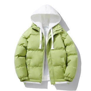 Cross-border Winter New Bread Suit Men's Thickened Cotton-padded Coat Loose Trendy Fake Two-piece Hooded Cotton-padded Coat Coat