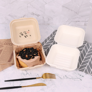 Internet Celebrity ins Bento Cake Packaging Box Shufulei Birthday Hand-painted Disposable Pulp Hamburger Environmental Protection Korea