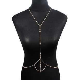 European and American cross-border jewelry personalized fashion crystal body chain accessories sexy trend metal design waist chain