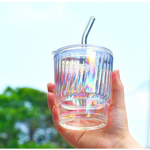 Colorful Glass Bamboo Cup Women's High-value Straw Cup Instagram Style Accompanying Gift Cup Coffee Cup Water Cup