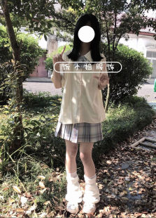 Summer daily school supply jk uniform shirt female students all-match college style shirt plaid skirt set ~ soft sister style