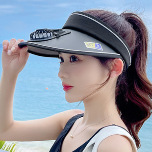 Summer New Style Sunshade Hat with Fan Women's Sunscreen Hat Fashionable Charging Face-Covered Outdoor Sun Hat Empty Top Hat