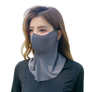 New ice silk sunscreen neck protection mask female neck protection integrated breathable hole riding mask 3D UV protection without trace