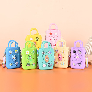 Cartoon Silicone Bag Cave DIY Children Parent-Child Crossbody Silicone Bag Beach Holiday Handbag Jelly Bag