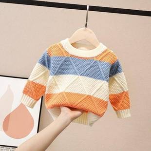 Boys and Girls sweater pullover spring and autumn clothing 2023 new children's western style Korean style children's baby round neck sweater fashion