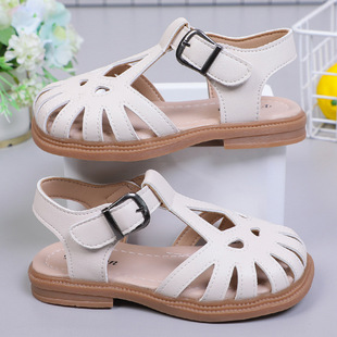 Girls' Sandals Summer 2023 Summer New Hollow Baotou Students CUHK Children's Shoes Princess Shoes Baby Children's Shoes