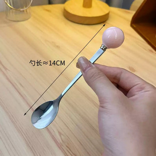 Ball coffee spoon women's high-value imitation ceramic handle stainless steel small spoon mug spoon spoon spoon milk mixing spoon