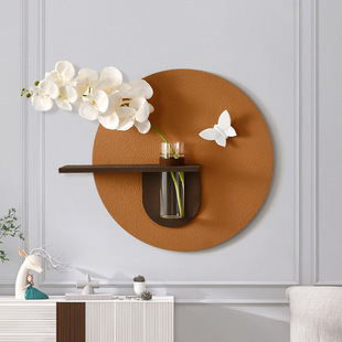 Porch landscaping living room entrance wall decoration painting restaurant three-dimensional round mural high-level green plant wall vase