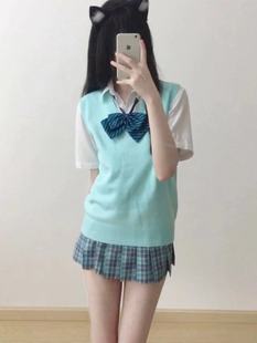 Mint Mambo JK Uniform suit College Sweet Knitwear Pullover Sleeveless Sweater Solid Color Stacked Vest Vest