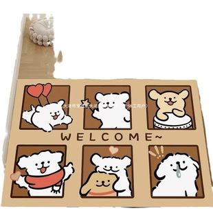 Cartoon Puppy Diatom Mud Floor Mat Household Bathroom Floor Mat Toilet Water Absorbent Foot Mat Entrance Door Mat
