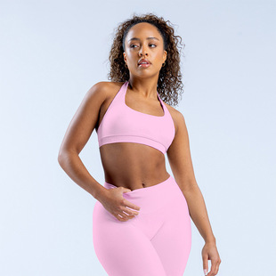 Cross-Border Df Brand Replacement 2025 New Style Halterneck Sports Bra Yoga Breathable Fitness Tight Body Shaping Women