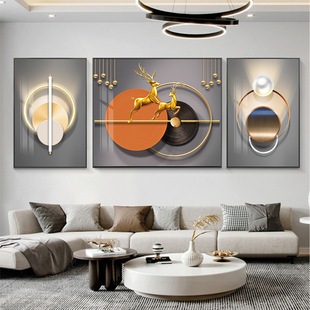 Modern Backer Landscape Painting Living Room Decorative Painting Light Luxury Sofa Background Wall Hanging Painting Atmospheric High-level Triple Hanging Painting