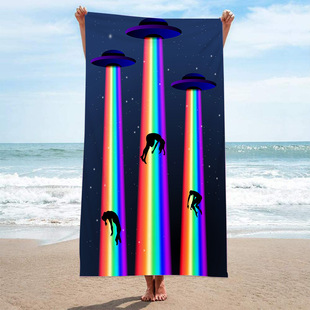 Foreign trade double-sided terry printing beach towel cross-border microfiber adult swimming bath towel wholesale quick-drying double-sided velvet