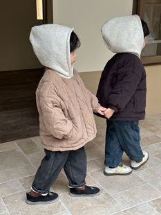 Children's cotton-padded coat fleece-lined thickened winter warm hooded boys' cotton-padded coat girls' cotton-padded jacket 2023 new winter clothes baby